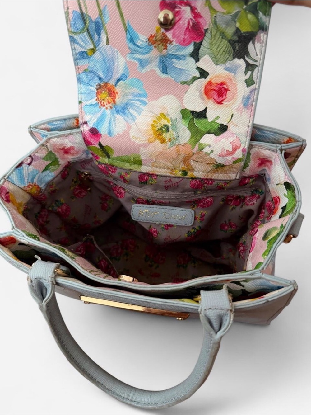 Betsey Johnson Chloe Floral-Trimmed Satchel Handbag